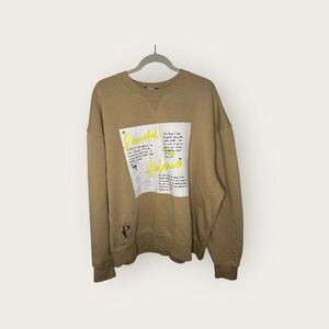 Noveaterra Tan Crewneck Peaceful Violence God Prayer Size XL